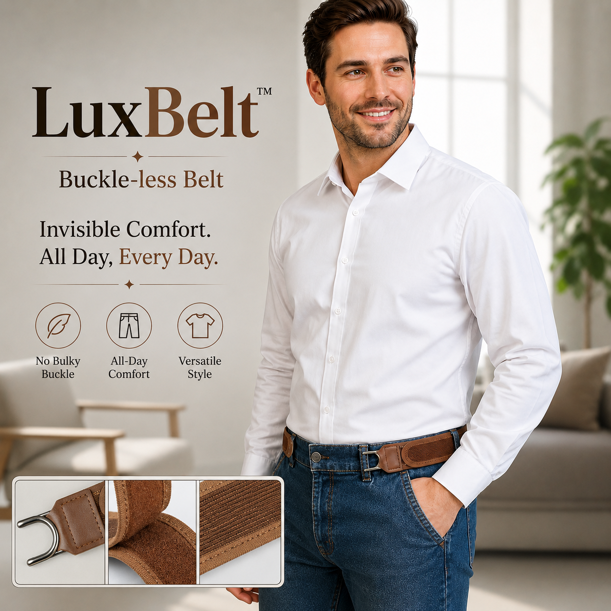 LuxBelt™ - Buckle-less Waist belt - Black / Brown