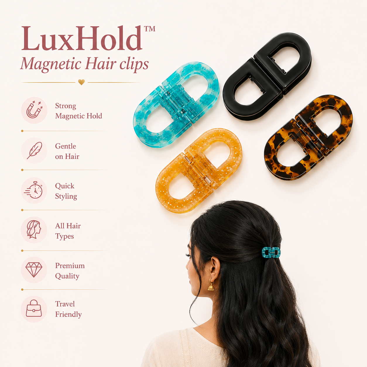 LuxHold™ - Magnetic Hair clips for Women