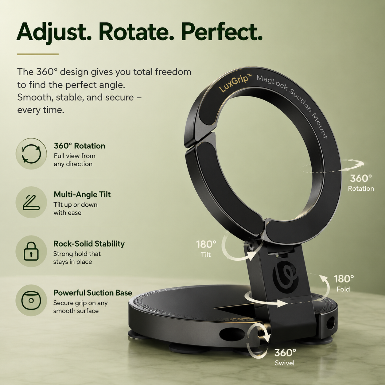 LuxGrip™ - Vacuum Magnetic Flex Mount