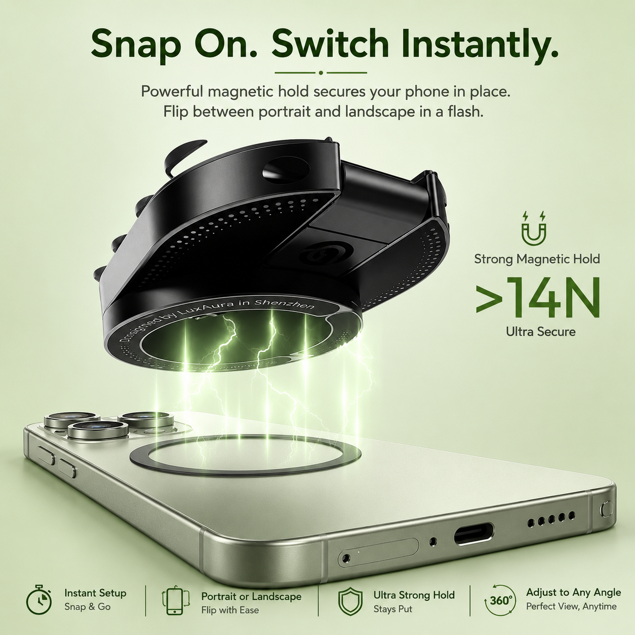 LuxGrip™ - Vacuum Magnetic Flex Mount
