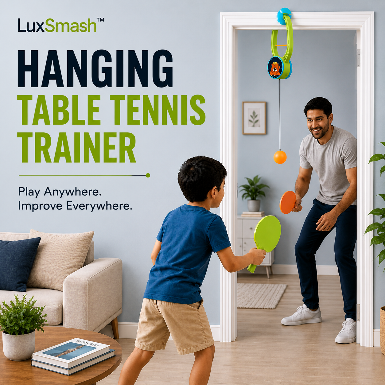 LuxSmash™ - Hanging Table Tennis Trainer for Kids