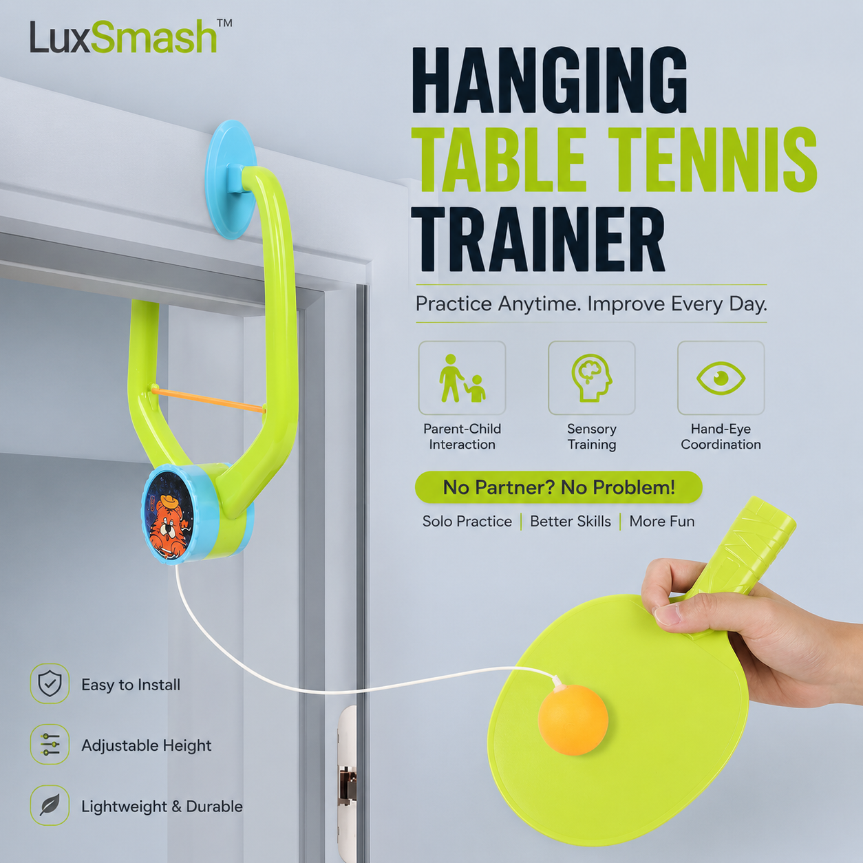 LuxSmash™ - Hanging Table Tennis Trainer for Kids