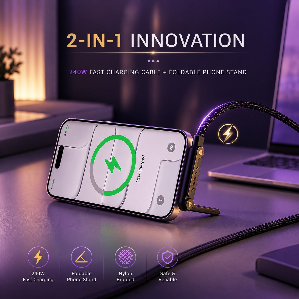 LuxVolt™ - 240W FlexStand Charging Cable