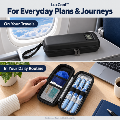 LuxCool™ I Insulin Cooler Case with Temperature Display I 6+ Hours of Cooling