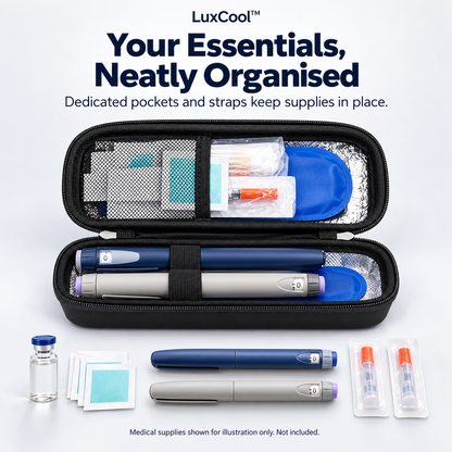 LuxCool™ I Insulin Cooler Case with Temperature Display I 6+ Hours of Cooling